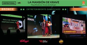 Playoffnations agencia de medios no convencionales premiada en la gala Inspiratonial 2023 por sus campañas con las marcas Kellogg´s y Mansion Krave y Mc Donald´s y Mc Donald´s Land
