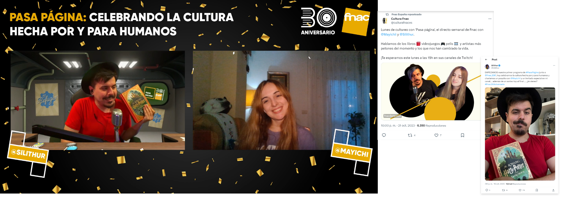 Header sobre los programas que se crearon en twitch para celebrar el aniversario de fnac