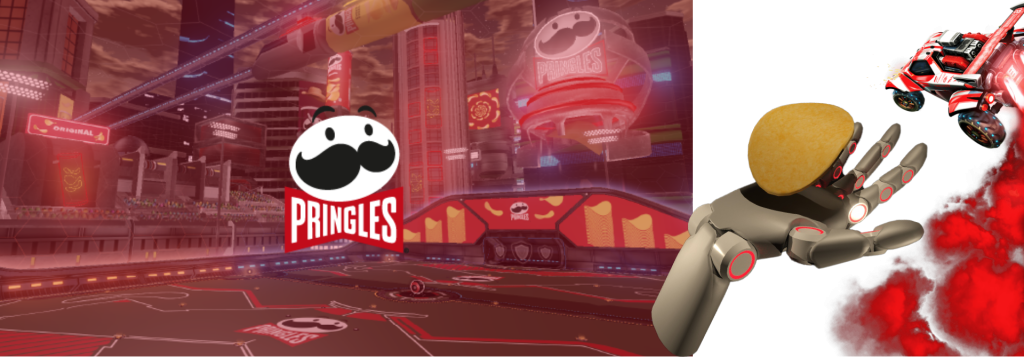 Portada para el proyecto realizado para la marca de snacks pringles de kelloggs en el videojuego rocket league