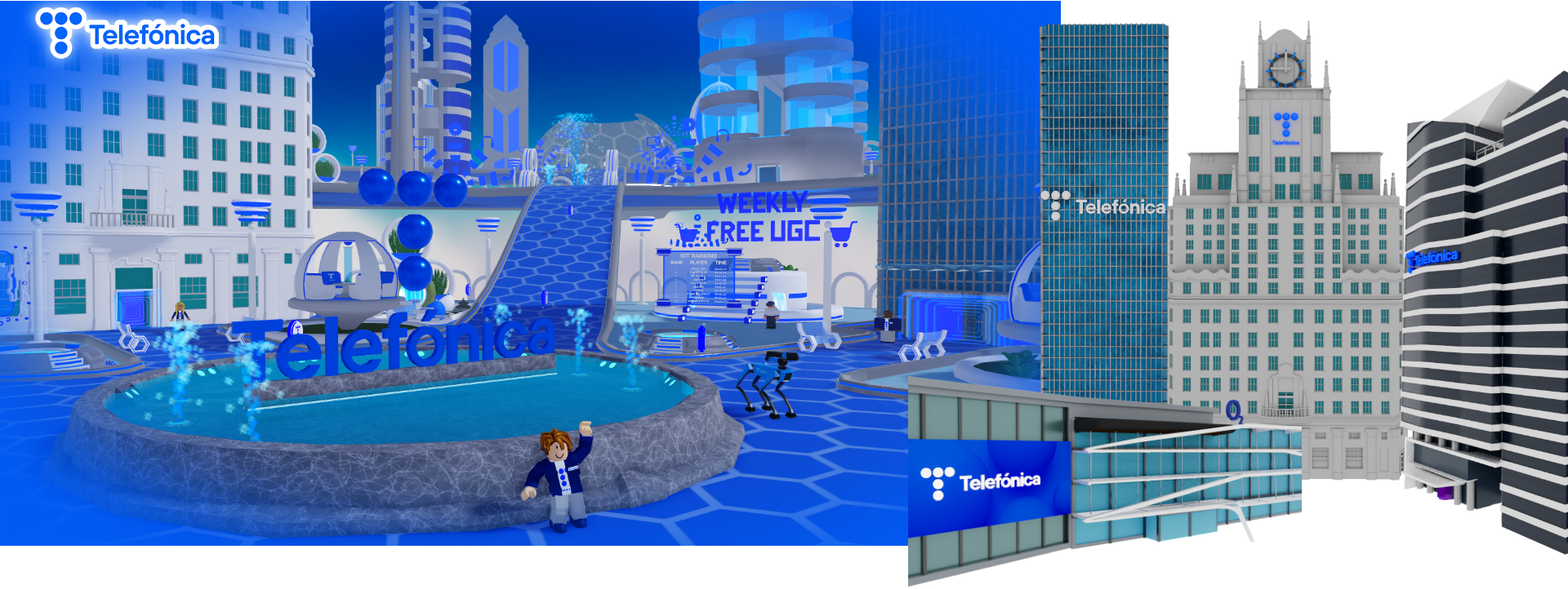 Metaverse- header image of the enviroment created in roblox for the brand telefonica